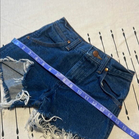 Vintage Wrangler Blue Jean Shorts with Distressed Cut-Off Style.  Size 22. - Picture 6 of 8